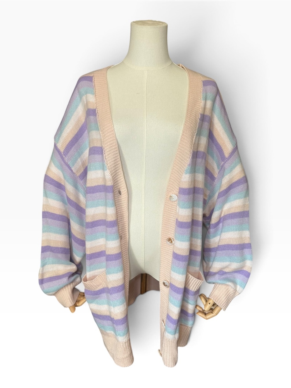 Le Lis Pastel Striped Cardigan - Picture 8 of 9